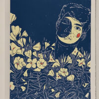 Onagre, linogravure, Agrume Art