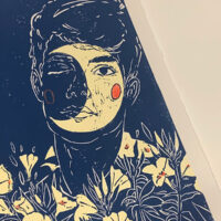 Onagre, linogravure, Agrume Art
